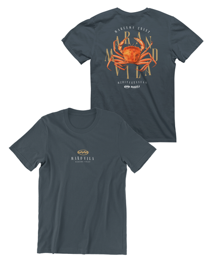 Camiseta cangrejo araña mediterráneo hombre azul oscuro – ropa surf Maresme Mar&Vila