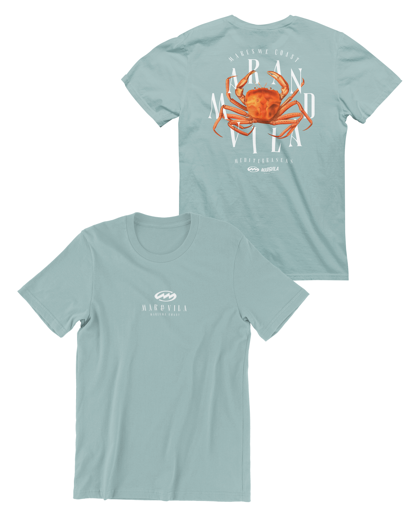 Camiseta cangrejo araña hombre azul claro trasera – ropa costera Cataluña Mar&Vila