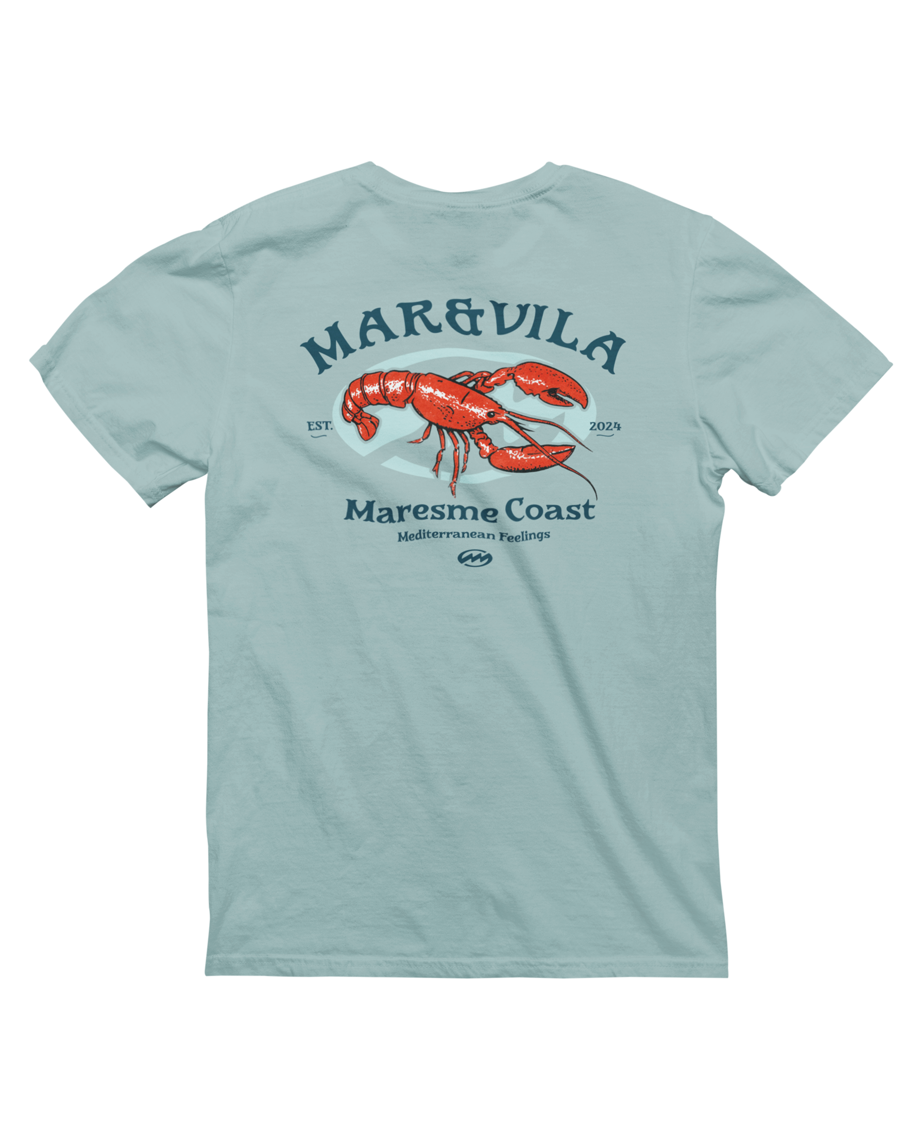 Camiseta langosta hombre color agua – estilo costero Maresme