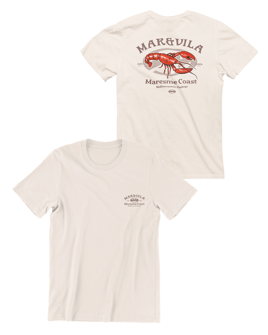 Camiseta langosta hombre color piedra – estilo costero Maresme
