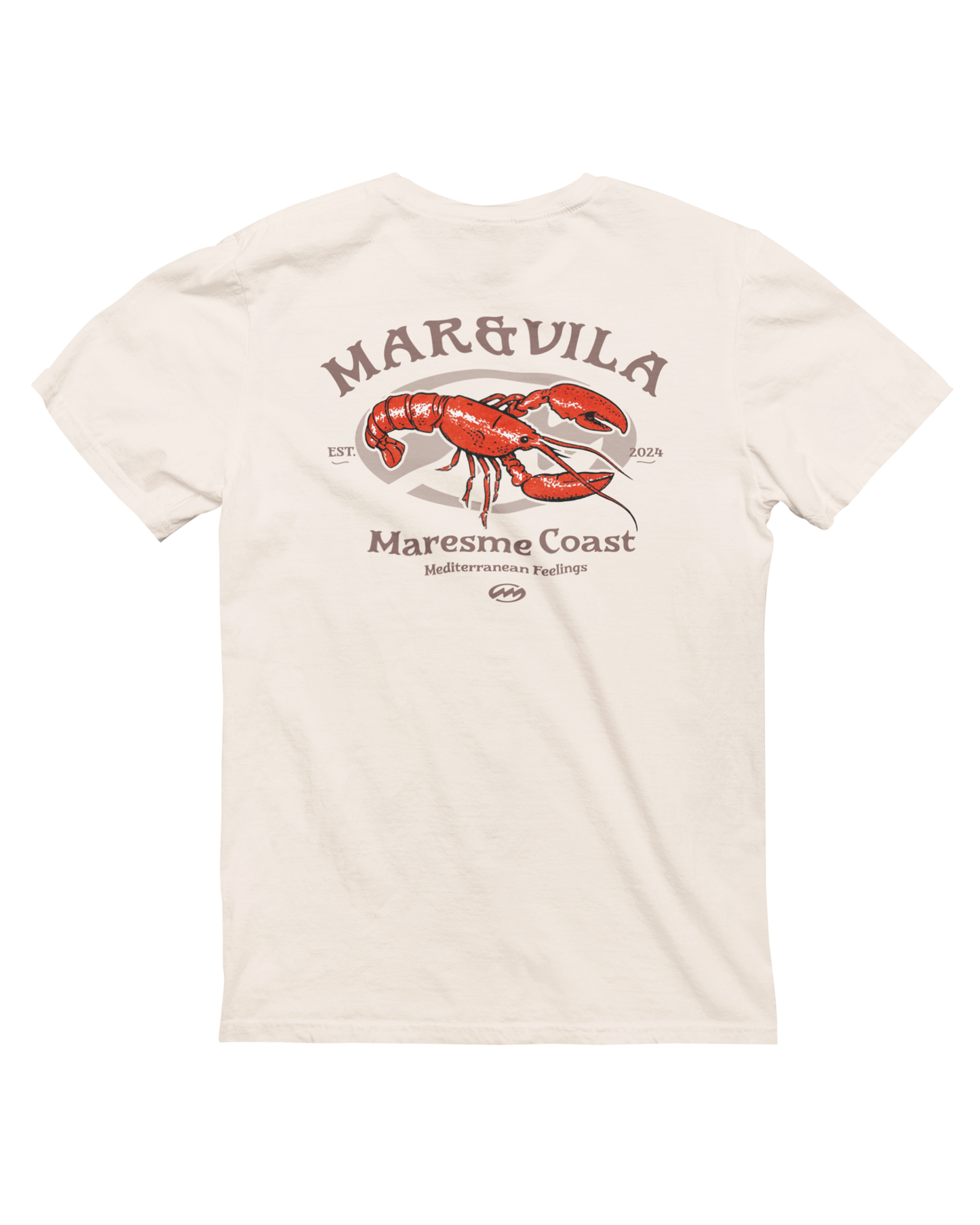 Camiseta langosta hombre color piedra – estilo costero Maresme