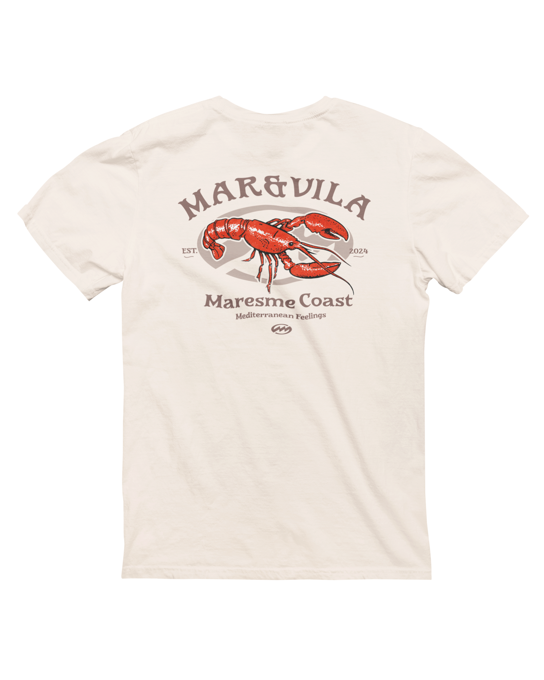 Camiseta langosta hombre color piedra – estilo costero Maresme