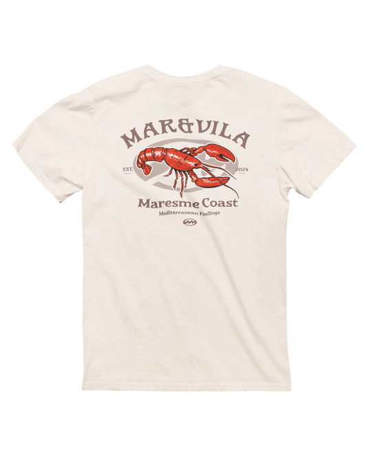 Camiseta langosta hombre color piedra – estilo costero Maresme