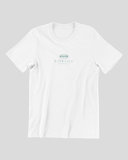 Camiseta Cranc Mediterrani hombre blanca delantera logo – Mar&Vila Maresme
