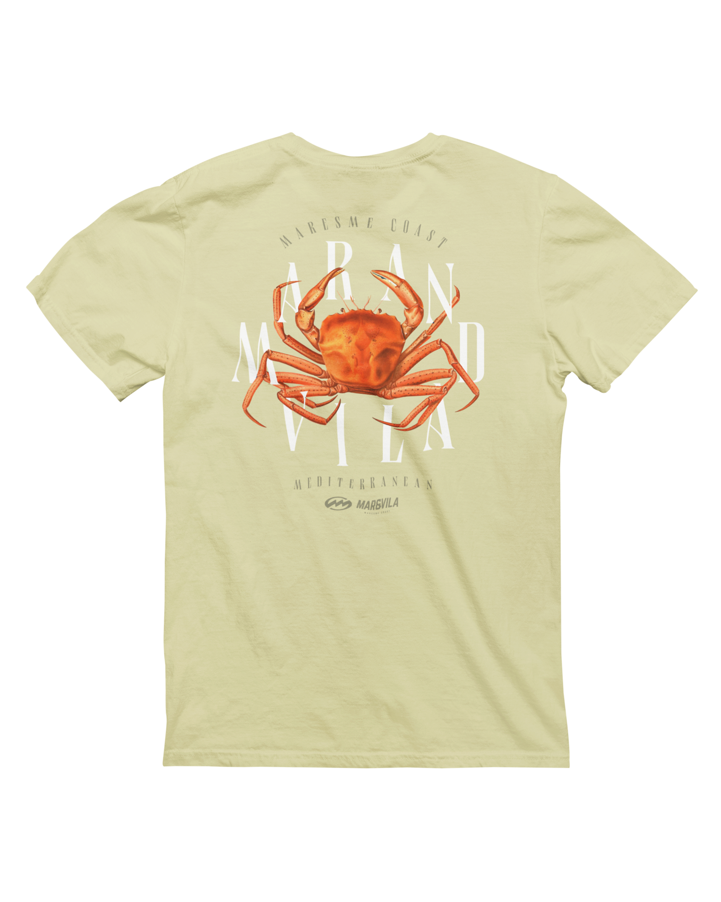 Camiseta cangrejo mediterráneo hombre soft lime trasera – Mar&Vila costa catalana