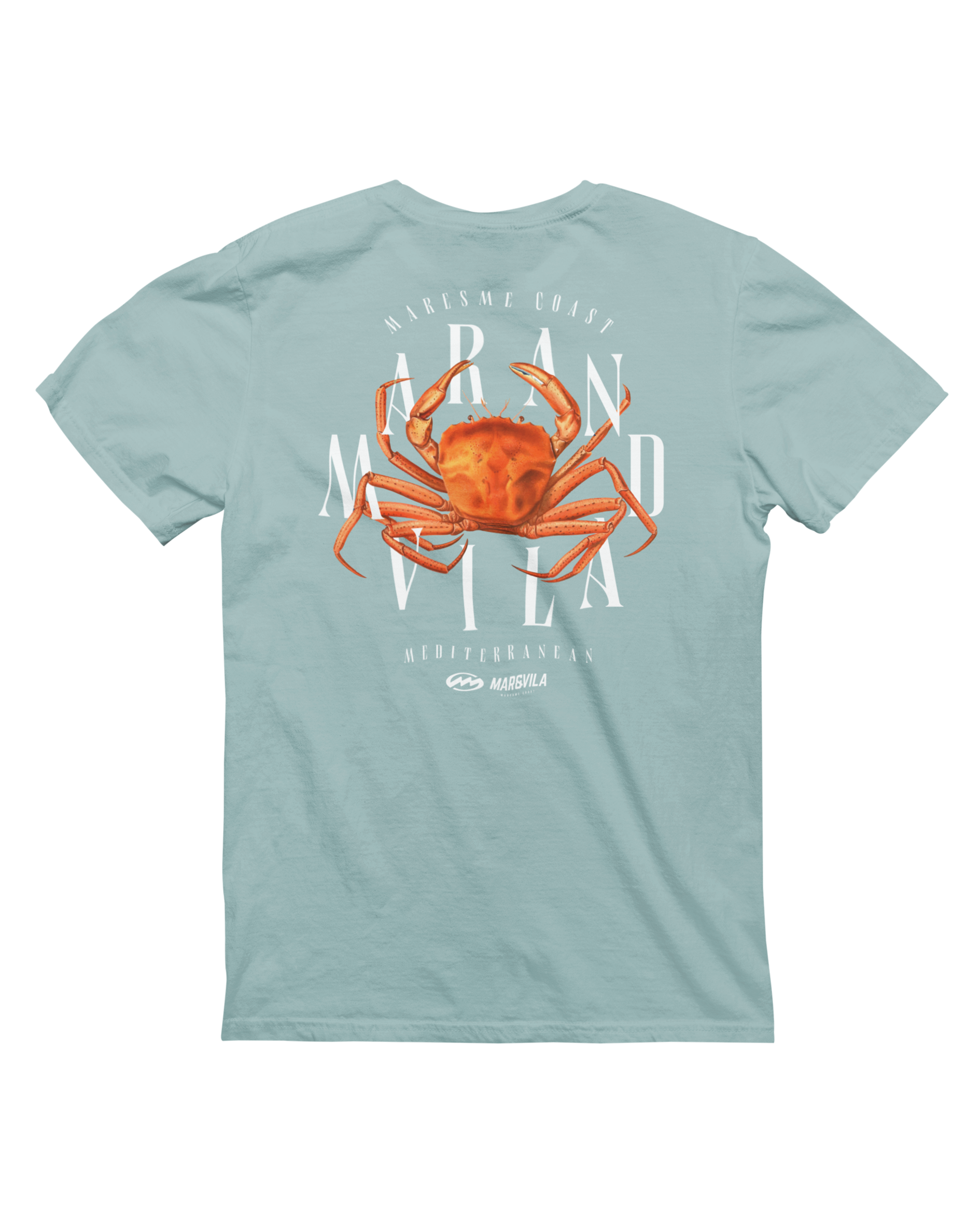 Camiseta cangrejo araña hombre azul claro trasera – ropa costera Cataluña Mar&Vila