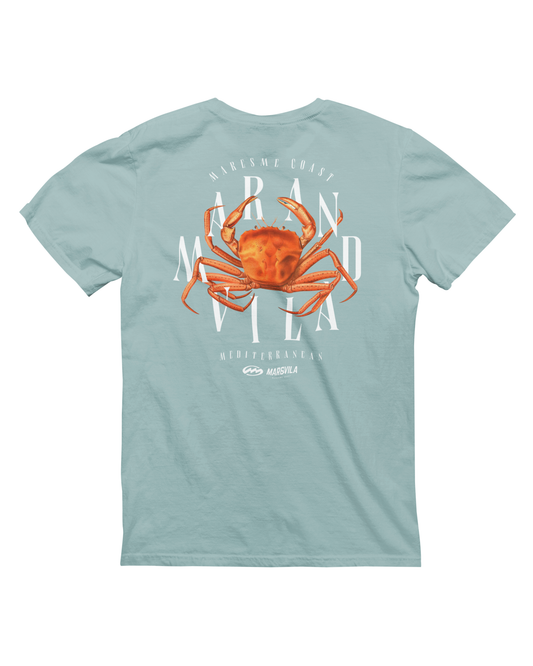 Camiseta cangrejo araña hombre azul claro trasera – ropa costera Cataluña Mar&Vila